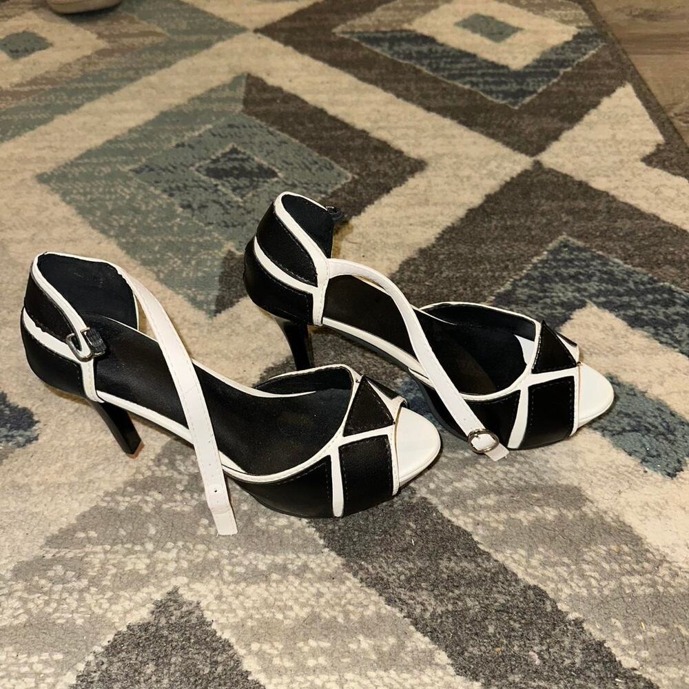 Black and white high heels